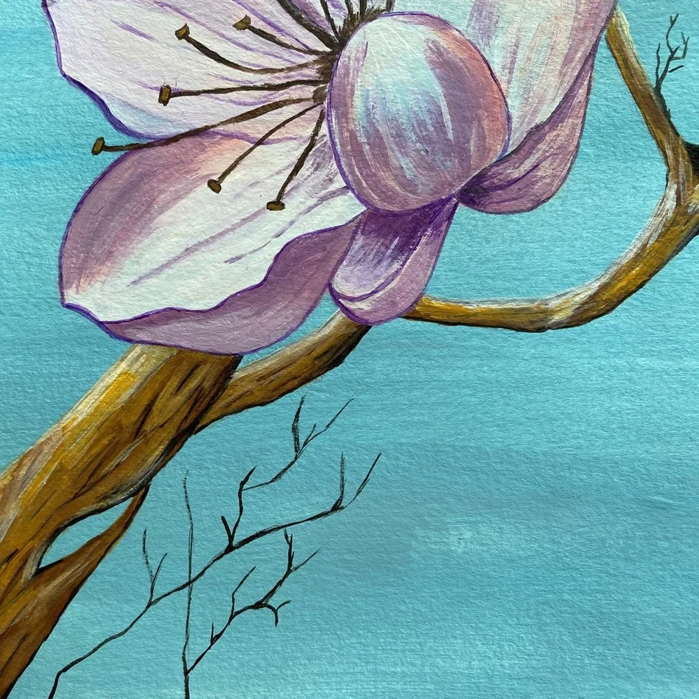 🌙 New Original Acrylic Painting Cherry Flower Blooming Wall Art